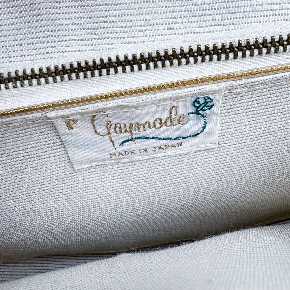 Vintage 60s Straw Woven Bamboo Handle Satchel Purse Bag White Cottagecore Resort - Picture 9 of 10